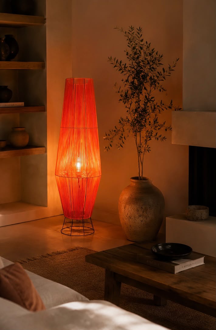 Pear Boho Style Floor Lamp - Burnt Orange