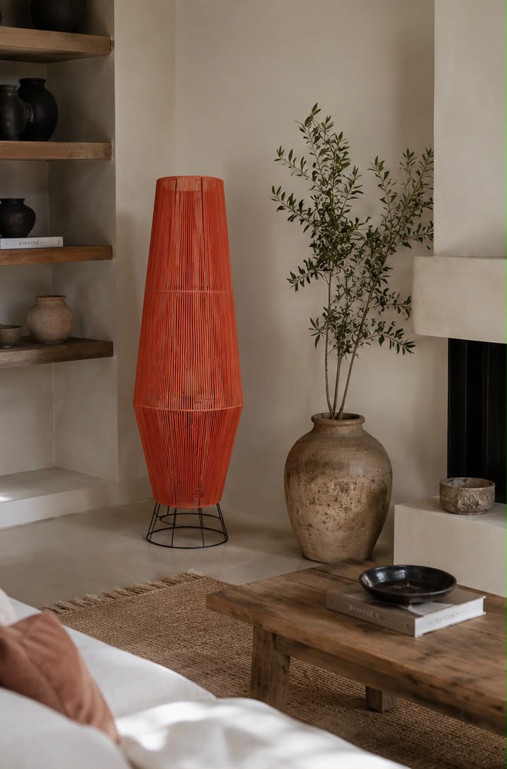 Pear Boho Style Floor Lamp - Burnt Orange