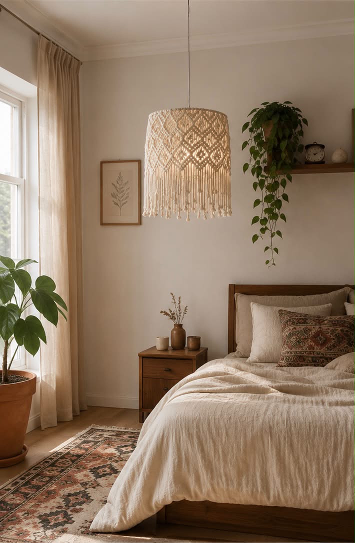 The Macrame Fringe Drum Pendant