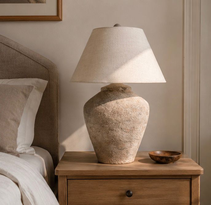 Poetry Textured Ceramic Table Lamp – Rustic Elegance