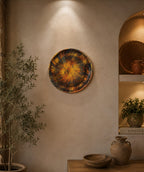 Solar Ember Pottery Wall Plate – Radiant Artistic Expression