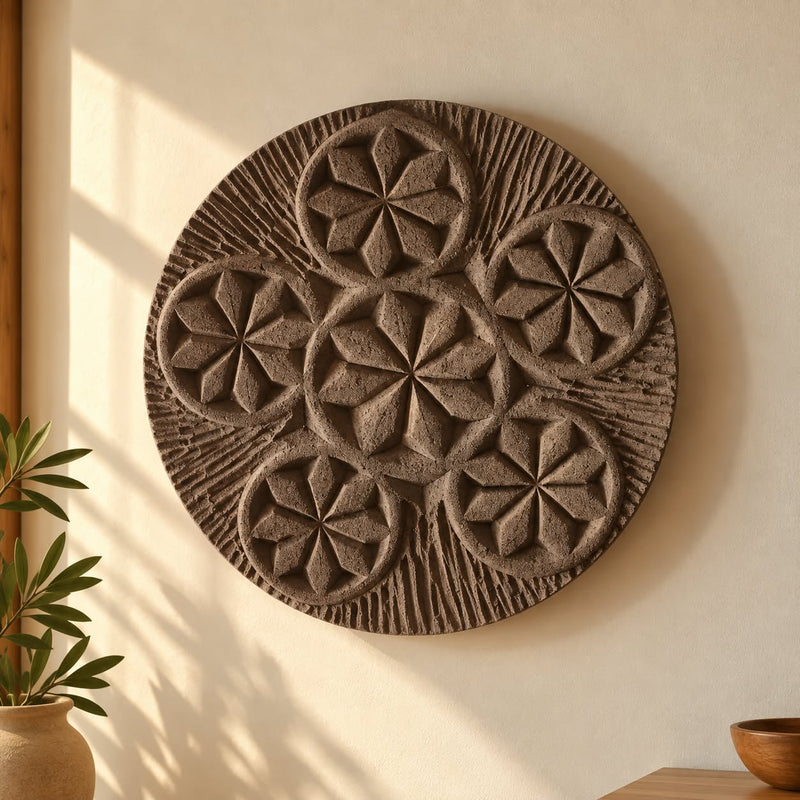 Cocoa Rosette Pottery Wall Plate