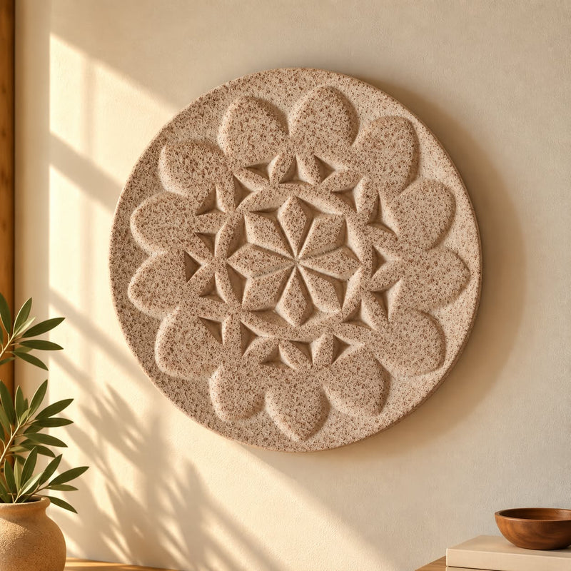 Sandstone Bloom Pottery Wall Plate