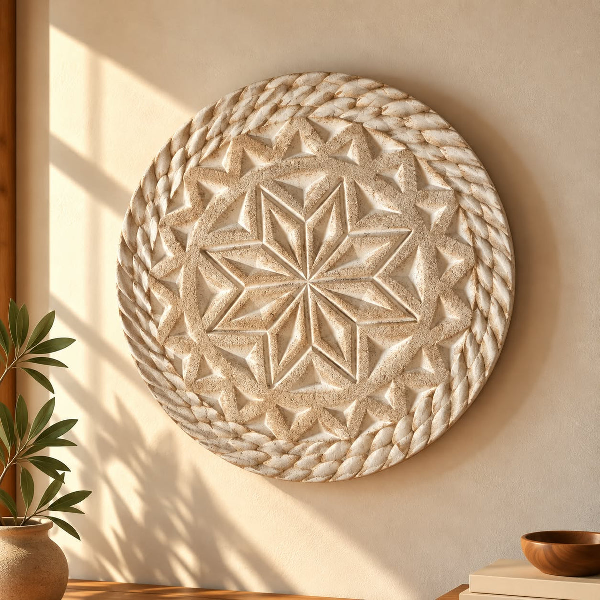 Ivory Star Pottery Wall Plate
