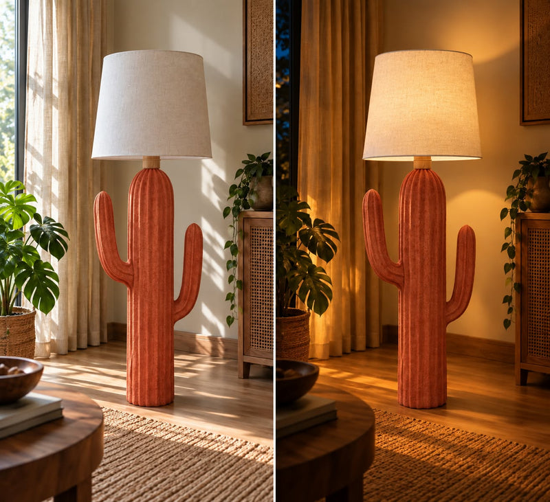Terracotta Cactus Pottery Floor Lamp