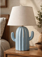 Blue Cactus Pottery Table Lamp