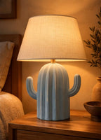 Blue Cactus Pottery Table Lamp