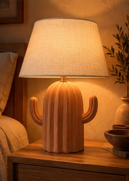 Terracotta Cactus Pottery Table Lamp