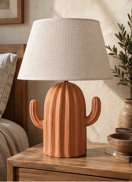 Terracotta Cactus Pottery Table Lamp