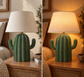 Forest Green Cactus Pottery Table Lamp