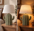 Sage Green Cactus Pottery Table Lamp