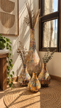 Chromatic Rhythm Pottery Vase Set – Set of Four