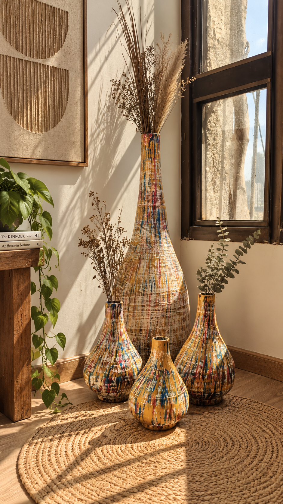Chromatic Rhythm Pottery Vase Set – Set of Four