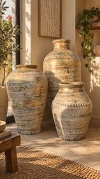 Terra Heritage Pottery Floor Vases — Set of 3
