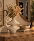 Dune Sculptural Pottery Vase — Sand Beige