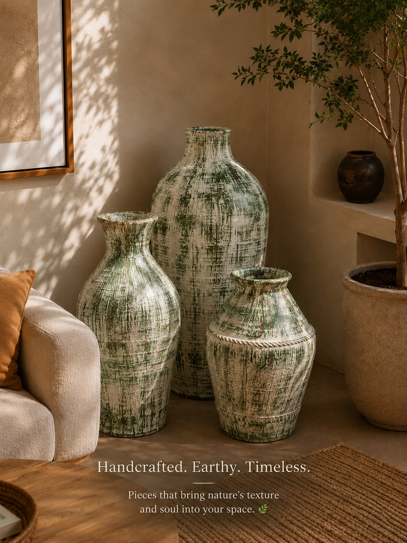 Verdant Heritage Floor Vase Set of three