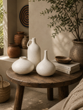 Ivory Silhouette Pottery Vase Set – Organic Minimalist Elegance