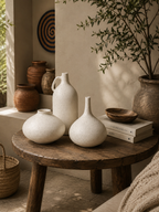 Ivory Silhouette Pottery Vase Set – Organic Minimalist Elegance