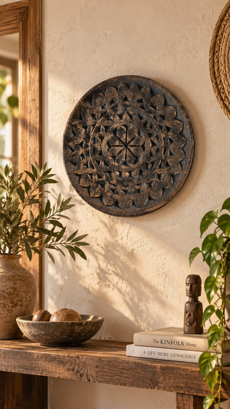 Terra Medallion Pottery Wall Art — Antique Black & Gold