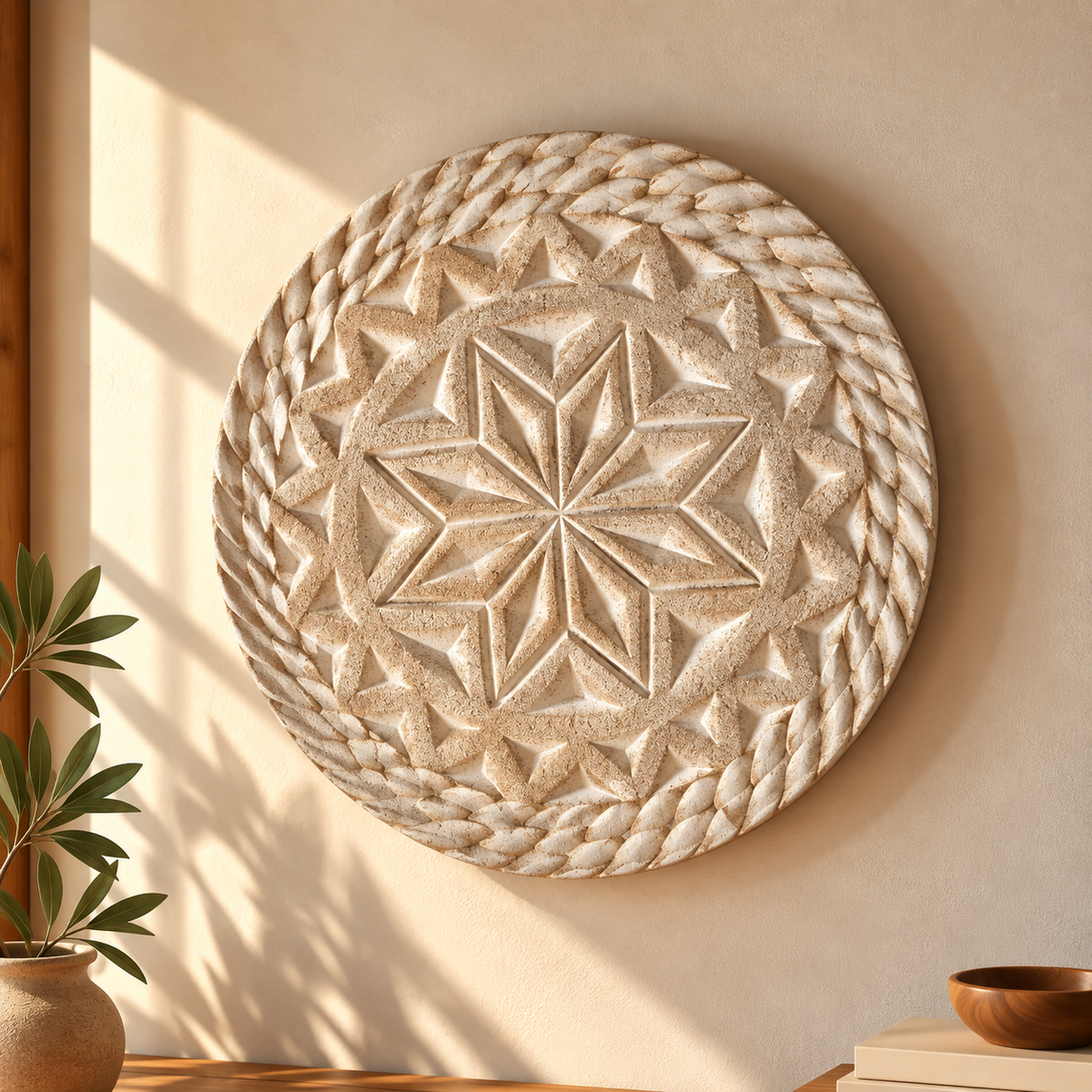 Sand & Ivory Star Pottery Wall Plate