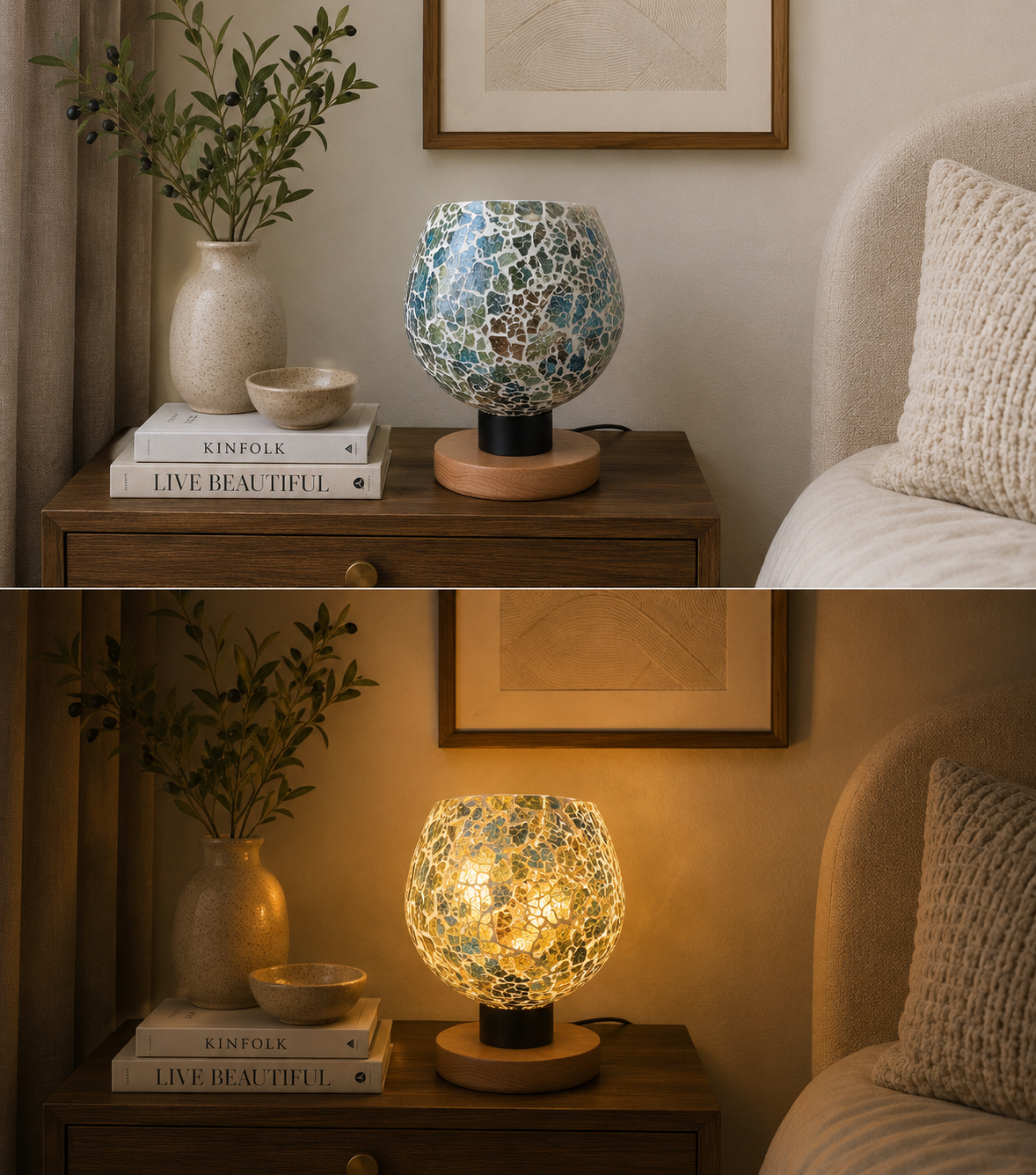 Ocean Mosaic Table Lamp – Artistic Serenity