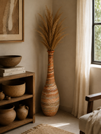 Terracotta Strata Floor Vase – Rustic Sculptural Elegance