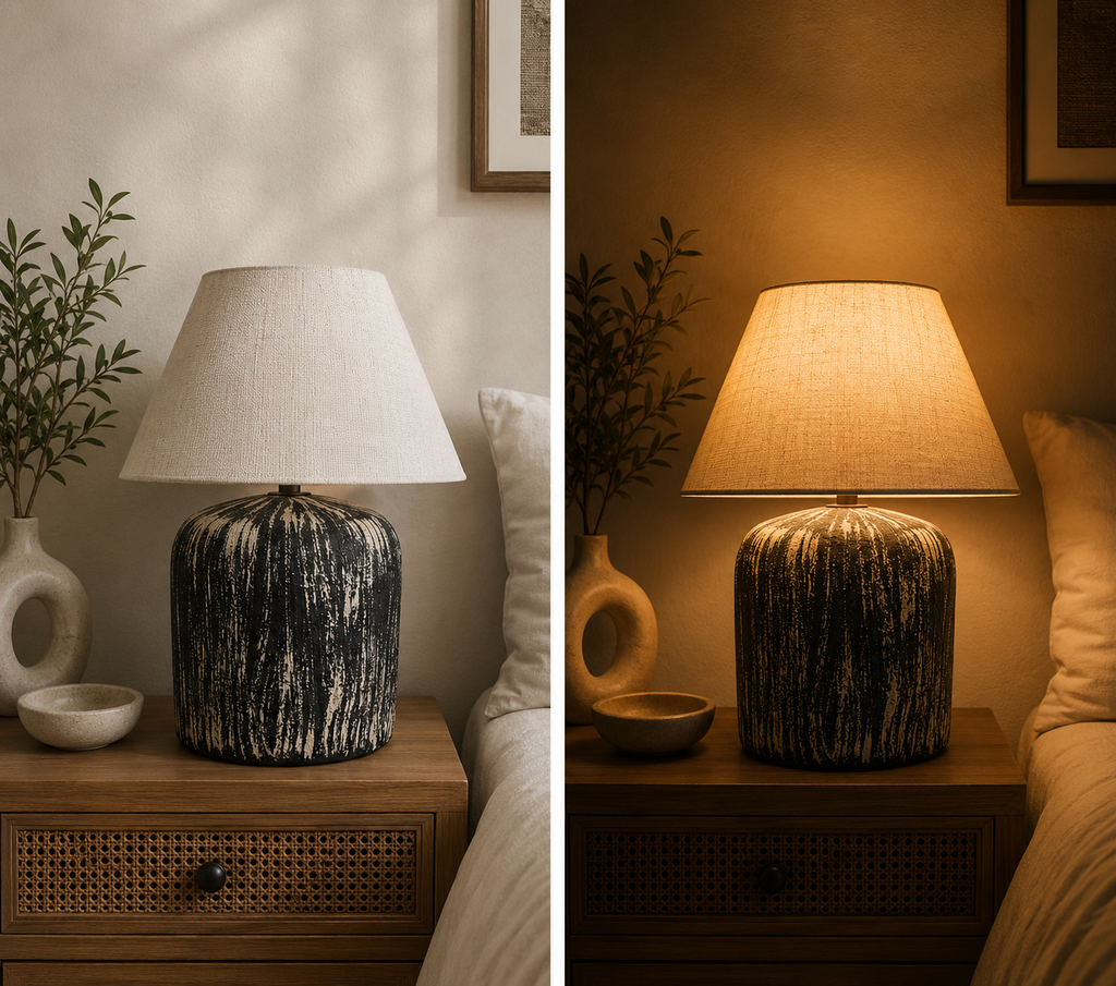 Midnight Strata Pottery Table Lamp