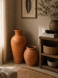 Terracotta Heritage Floor Vase Set – Warm Artisan Character