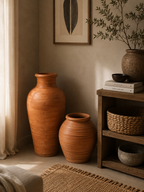 Terracotta Heritage Floor Vase Set – Warm Artisan Character