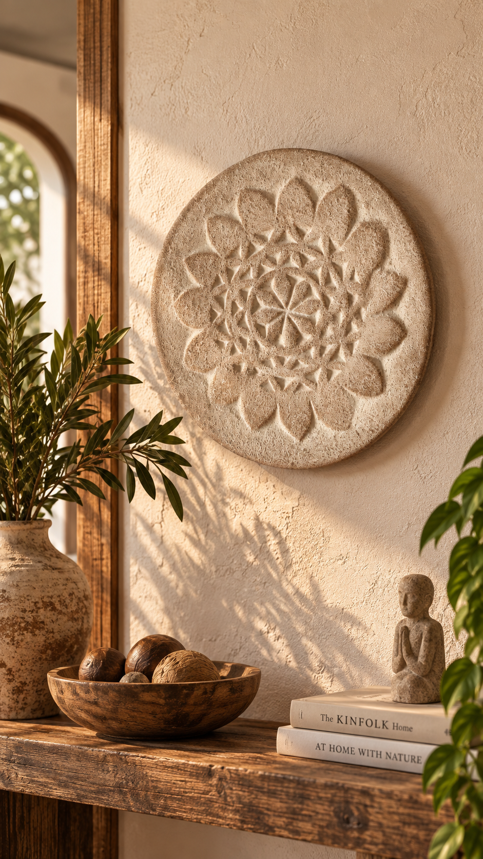 Sahara Bloom Pottery Wall Art — Sand Beige