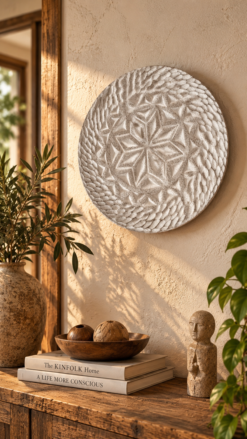 Ivory Bloom Pottery Wall Art — 35 cm