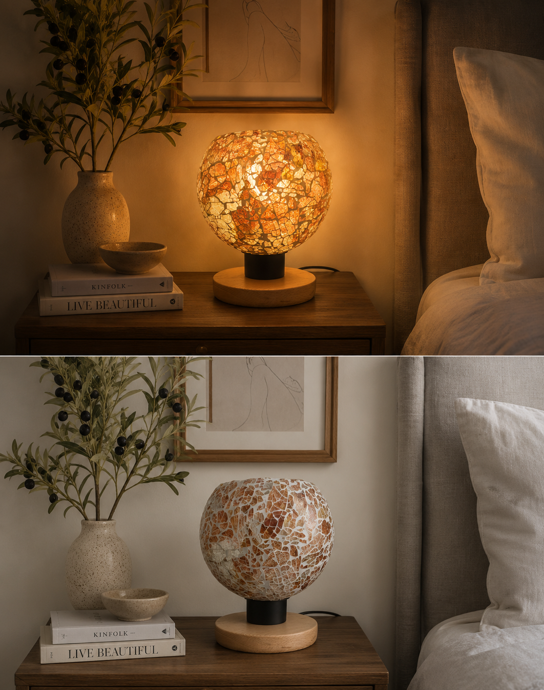 Amber Mosaic Table Lamp – Sunset Warmth