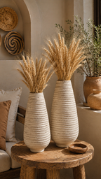 Ivory Ridge Pottery Floor Vase Set – Textured Organic Elegance