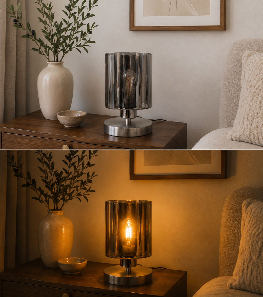 Ember Smoke Table Lamp – Warm Modern Elegance