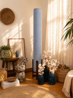 light sky blue Linen Column Floor Lamp: Mid-Century Modern