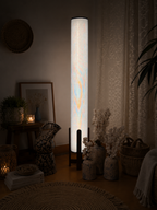 light sky blue Linen Column Floor Lamp: Mid-Century Modern