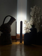 light sky blue Linen Column Floor Lamp: Mid-Century Modern